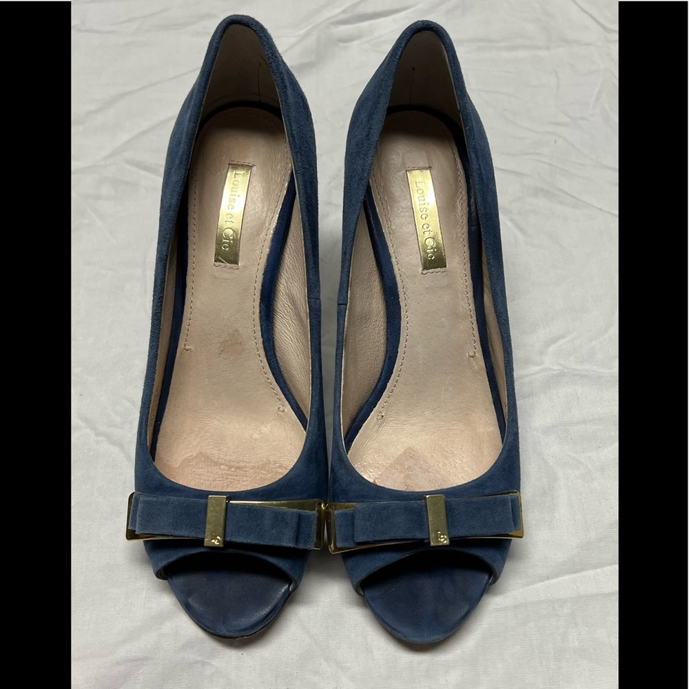 Louise et Cie Blue Heels with Gold Accents